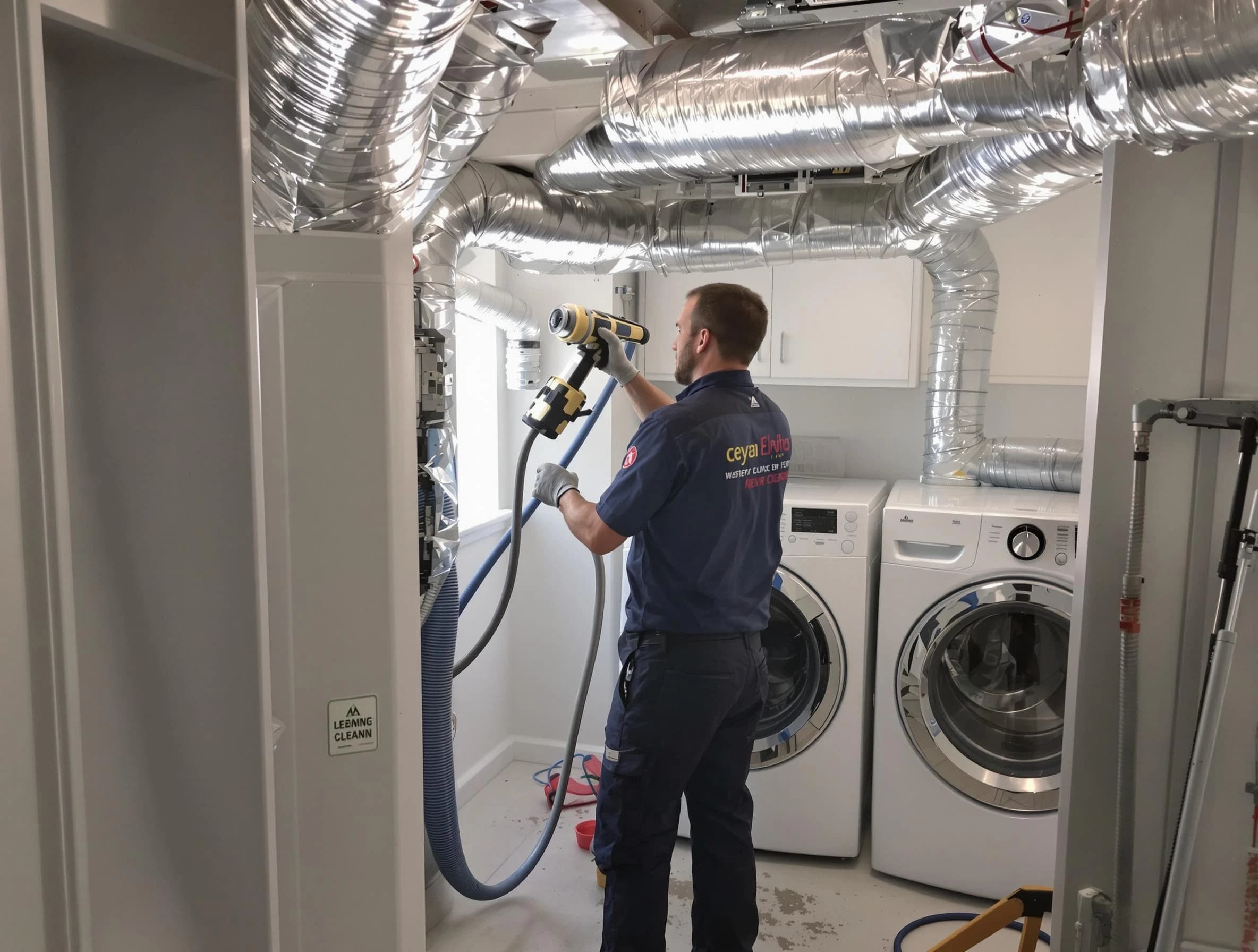 Mansfield Dryer Vent Cleaning specialist using advanced equipment for thorough duct cleaning in Mansfield