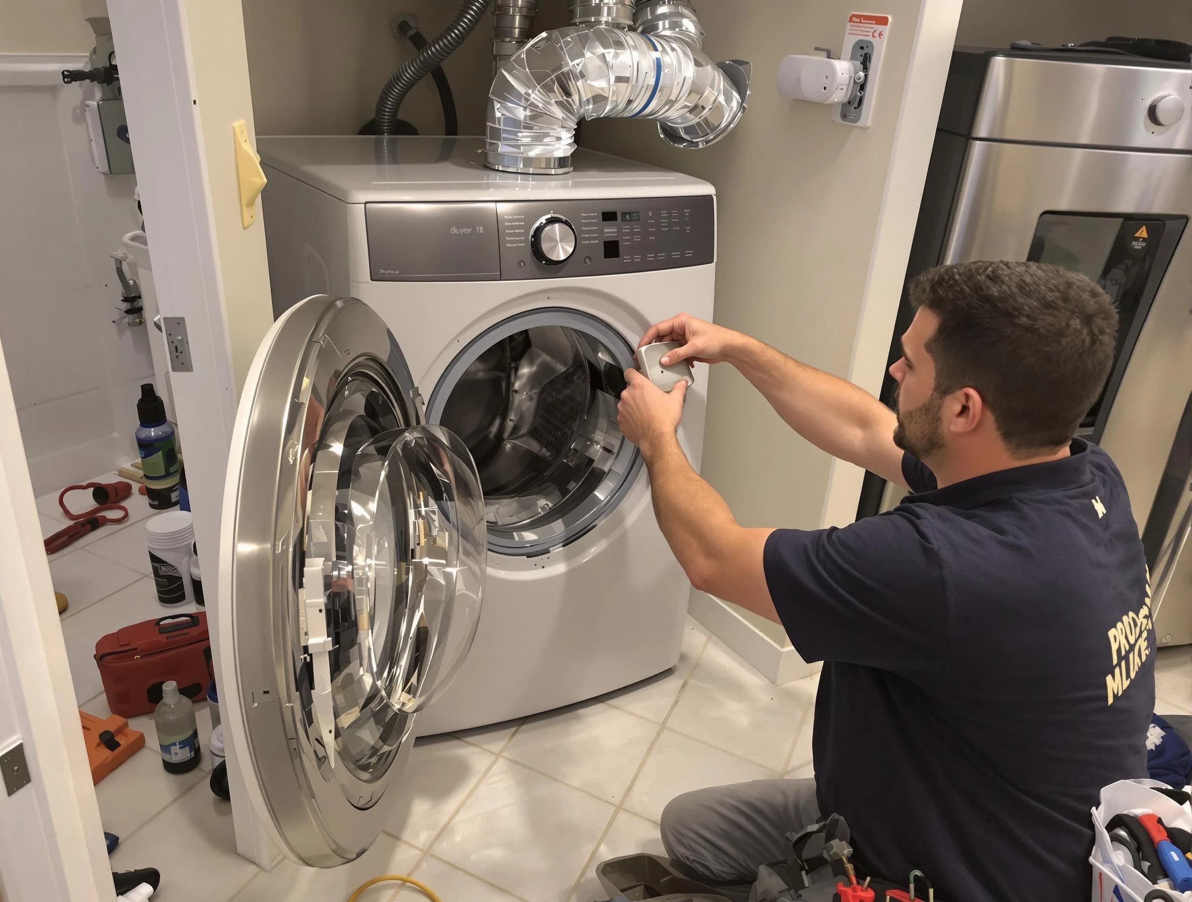Mansfield Dryer Vent Cleaning technician performing precise dryer vent hose installation in Mansfield