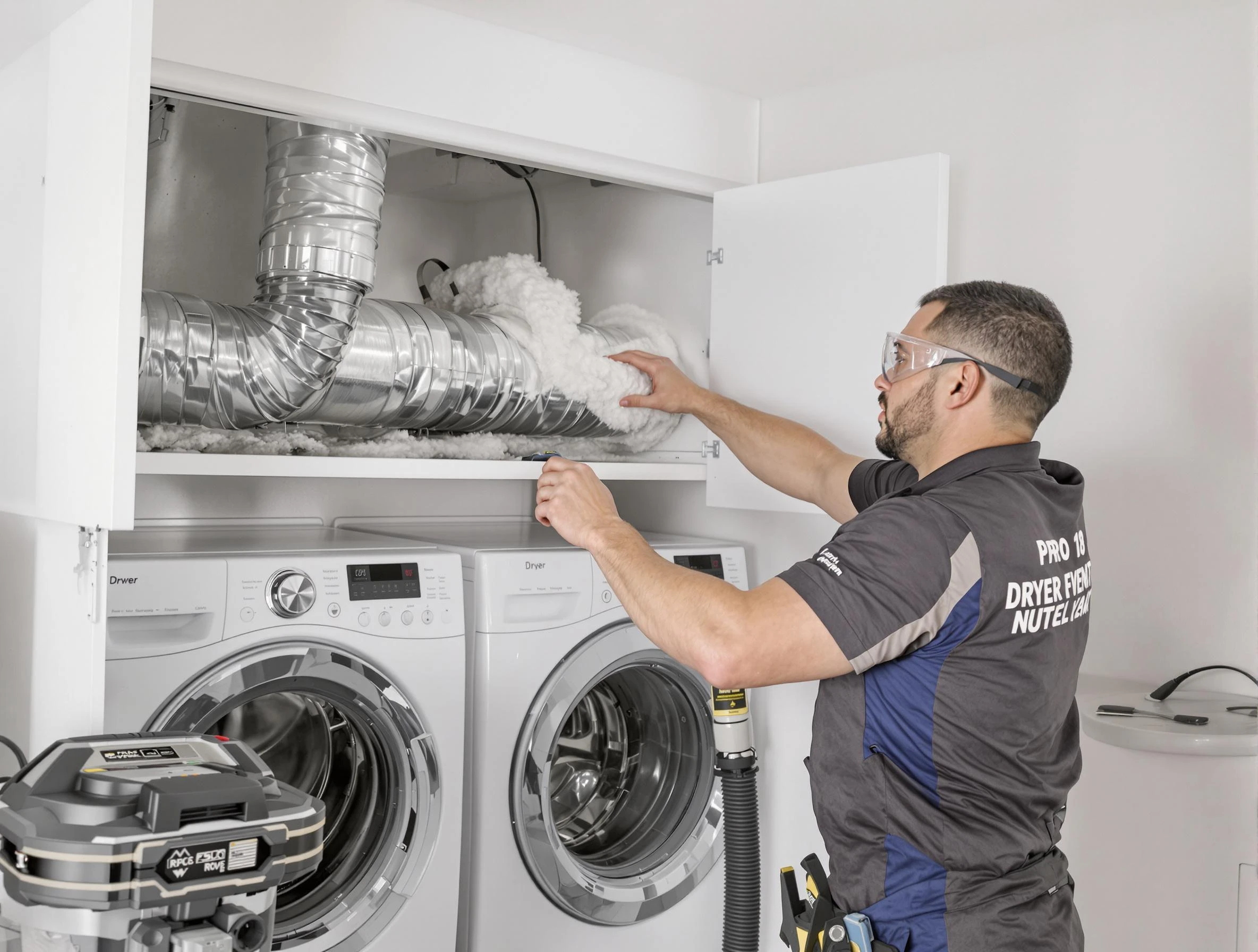 Mansfield Dryer Vent Cleaning certified technician performing specialized gas dryer vent cleaning in Mansfield